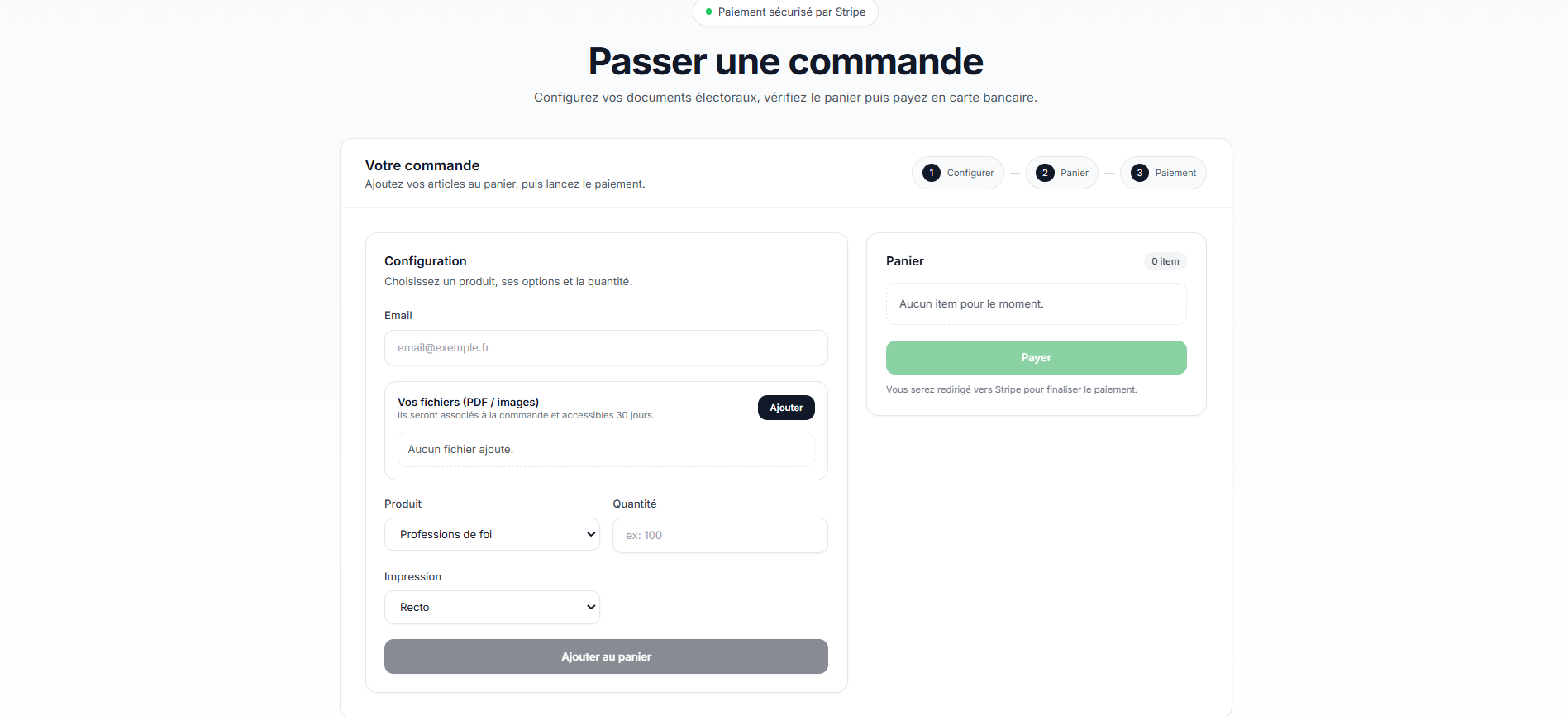 Étapes de commande IPP Election